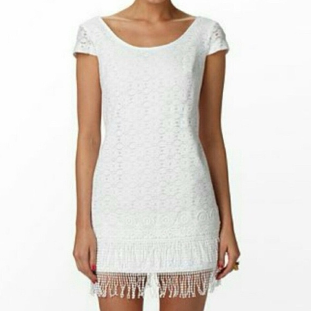 Lilly Pulitzer Nicolette dress resort white petal pusher lace fringe sz 2